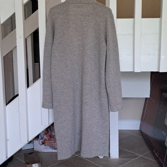 William Sonoma Premium Cashmere long  Duster Robe Cardigan Roll collar pockets L - Picture 6 of 8
